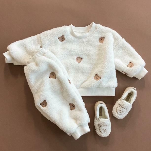 Fluffy Bear Top & Pants Set(M)