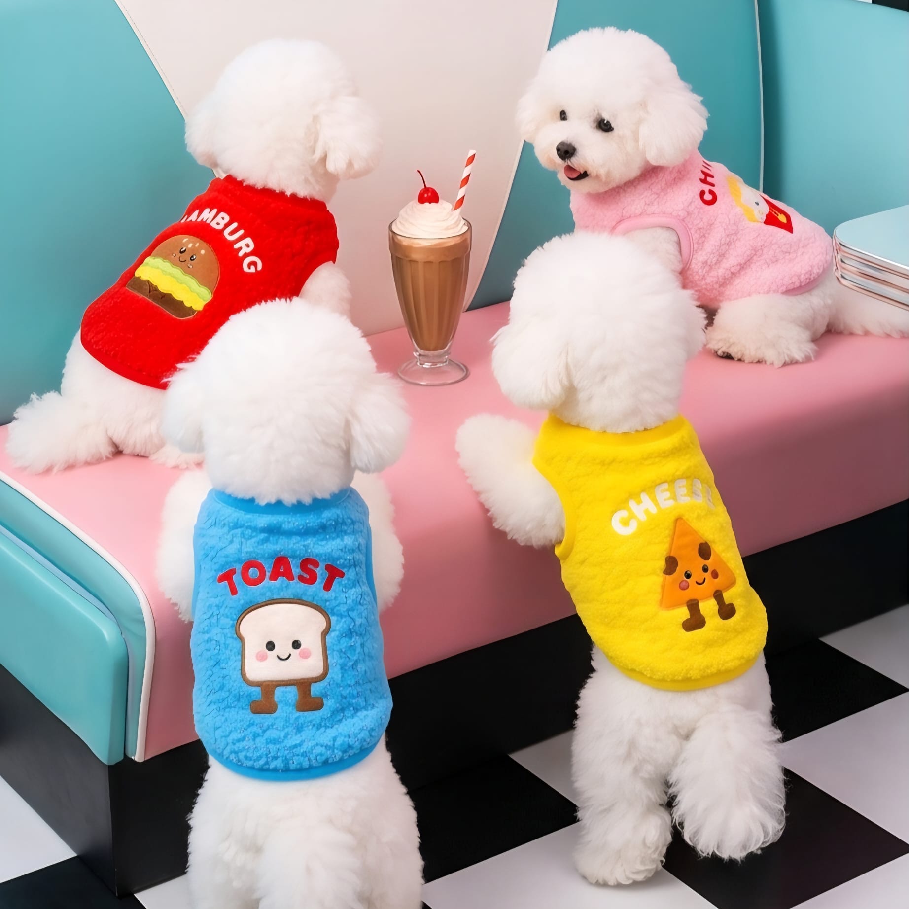 HONEY DOG🇰🇷 秋冬保暖羊羔絨快餐刺繡背心 (四款可愛造型)