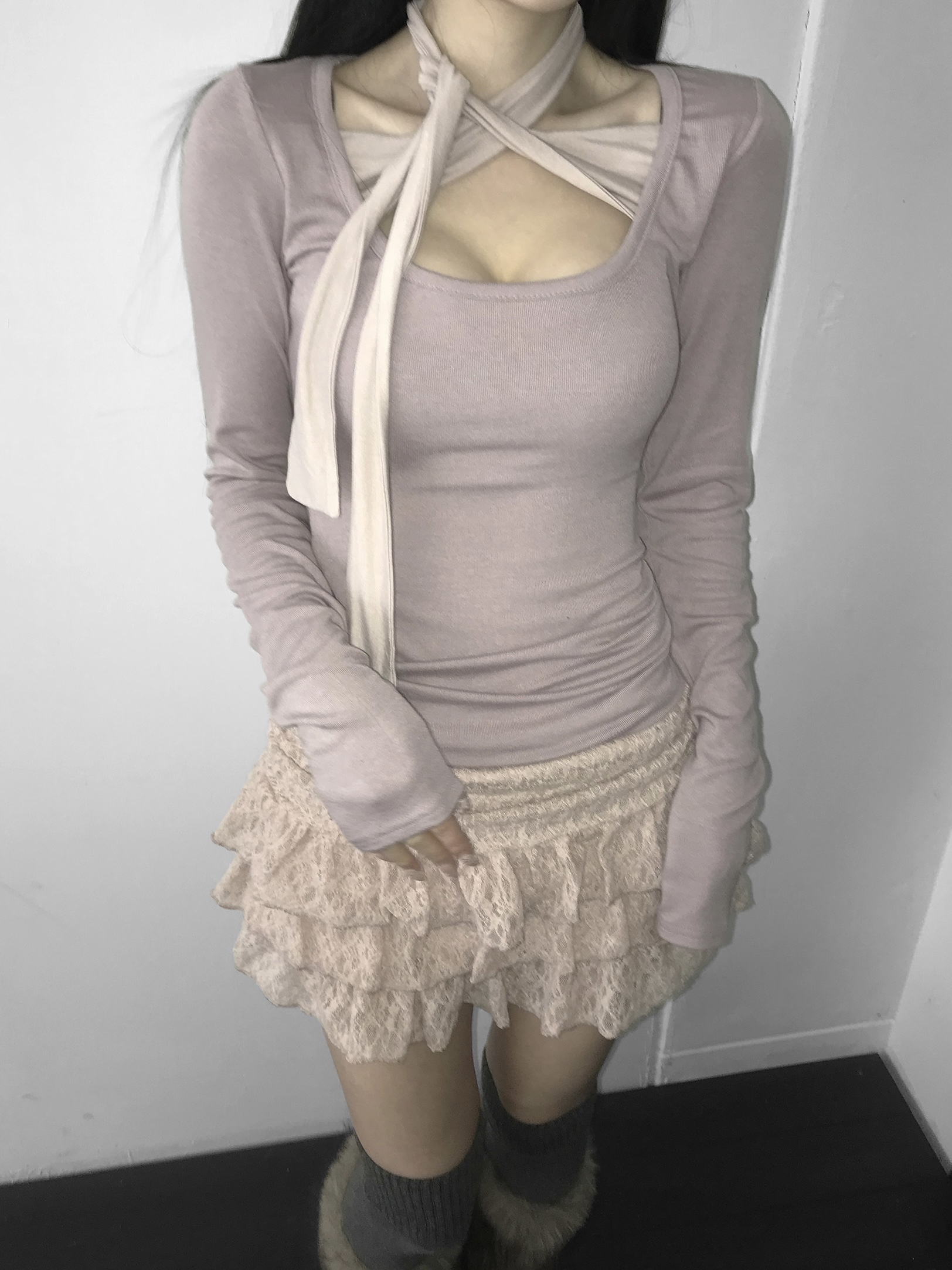 Tiered Ruffled Lace Mini Skirt