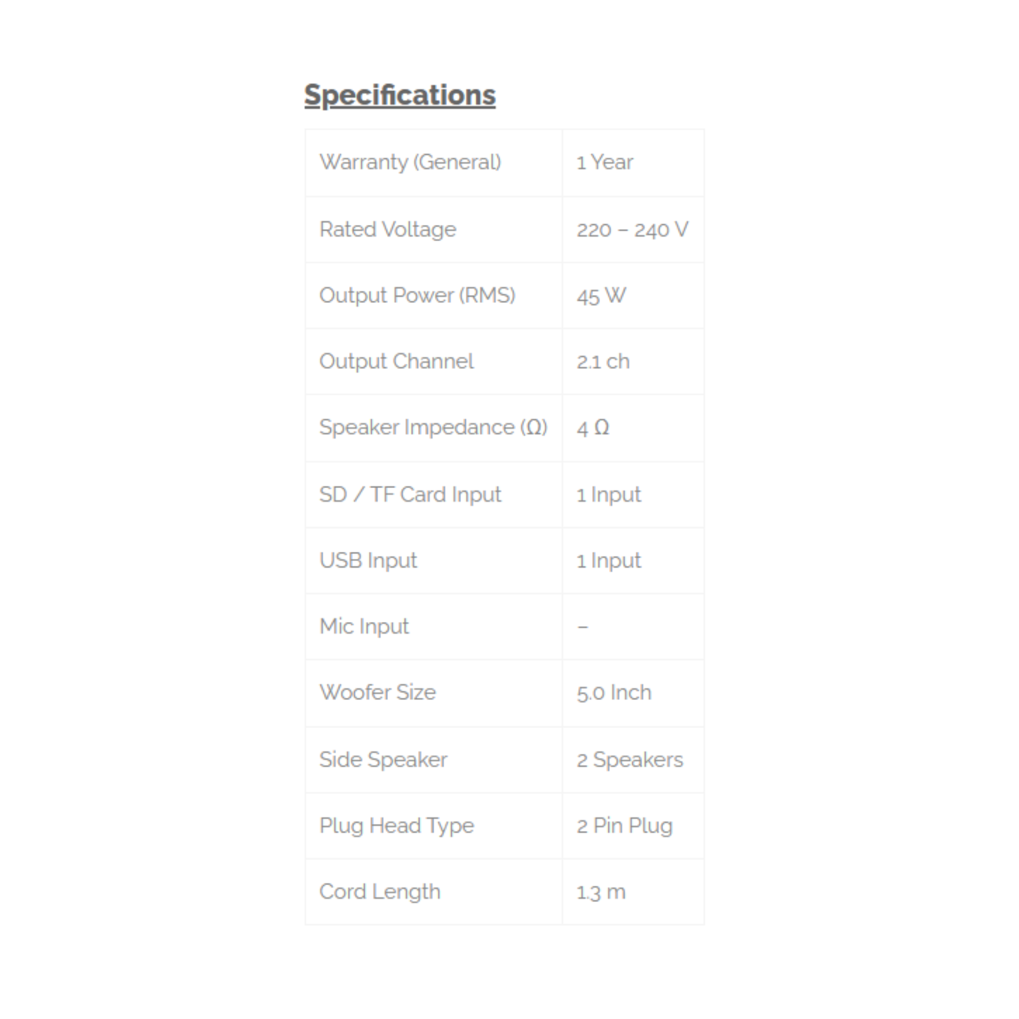 Phison 45W Subwoofer Speaker LED PSW-9501