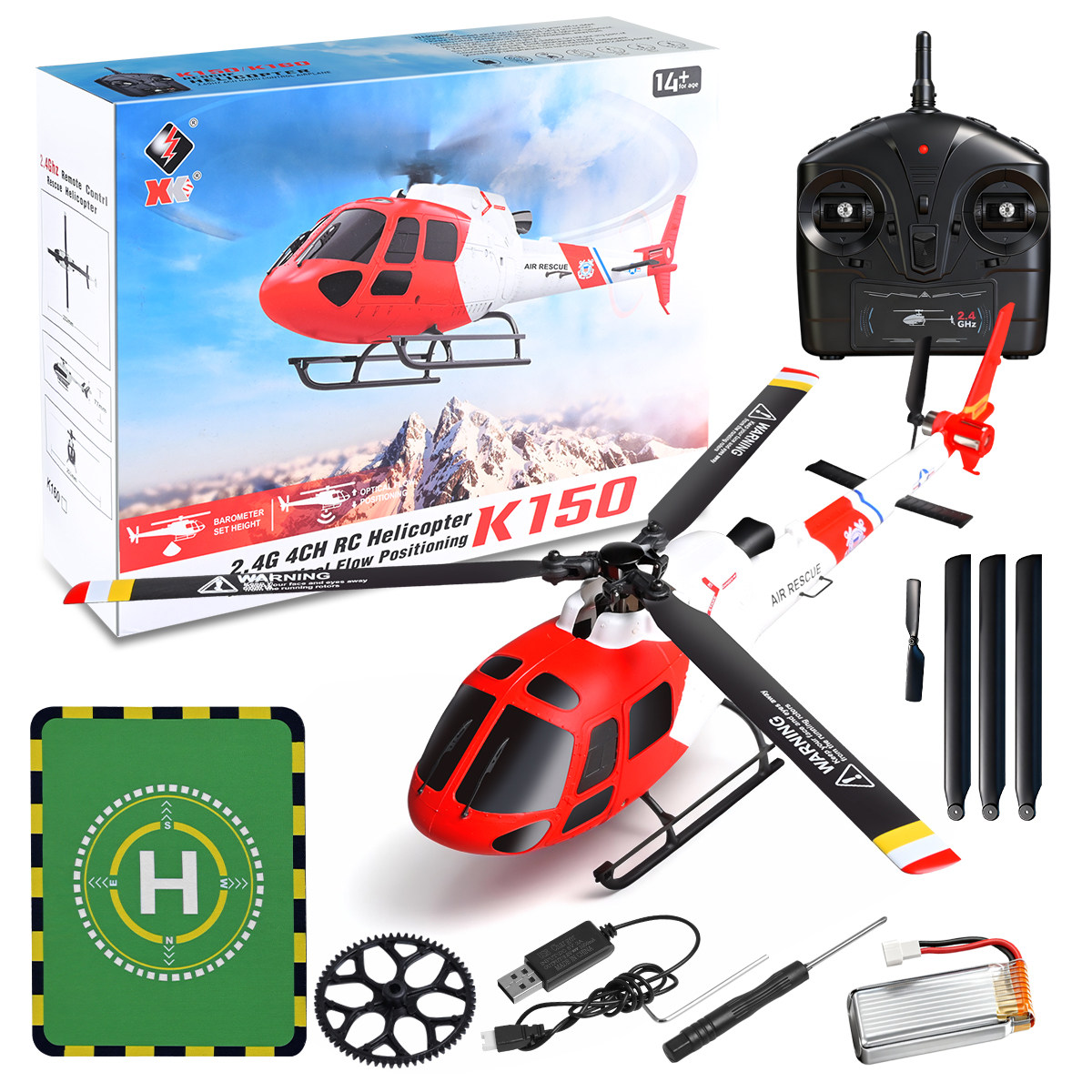 全新 WLToys 偉力 XK K150 迷你無刷 AS350 小松鼠無刷直昇機 | 氣壓定高 | 光流定位 | 遙控直升機