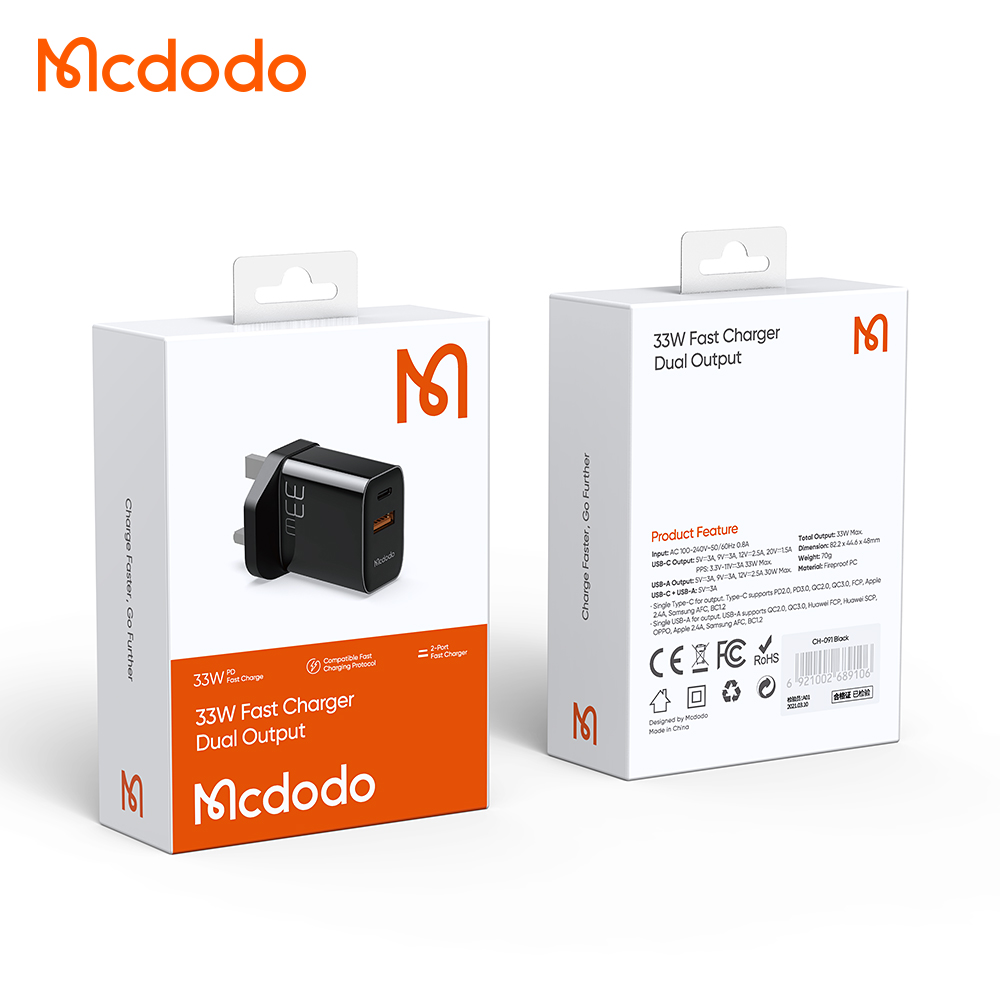 MCDODO CH0911 33W FAST CHARGER DUAL OUTPUT-CHARGER-NA