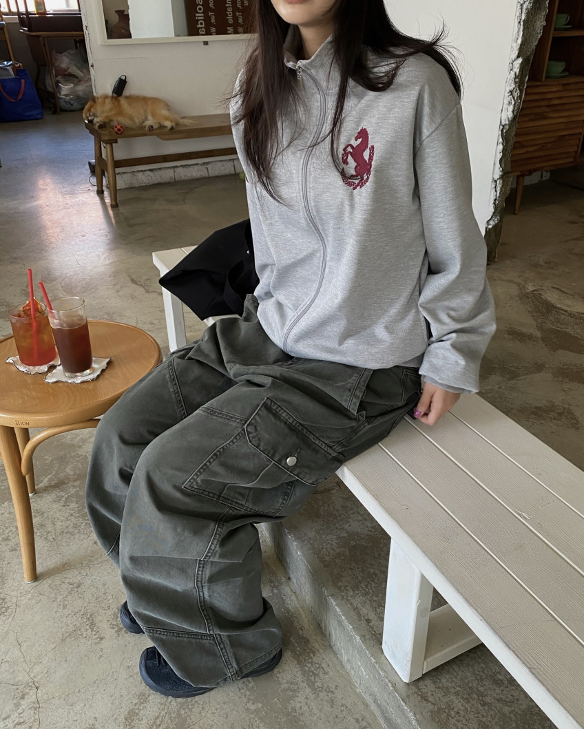 Graphic High-Neck Zip-Up