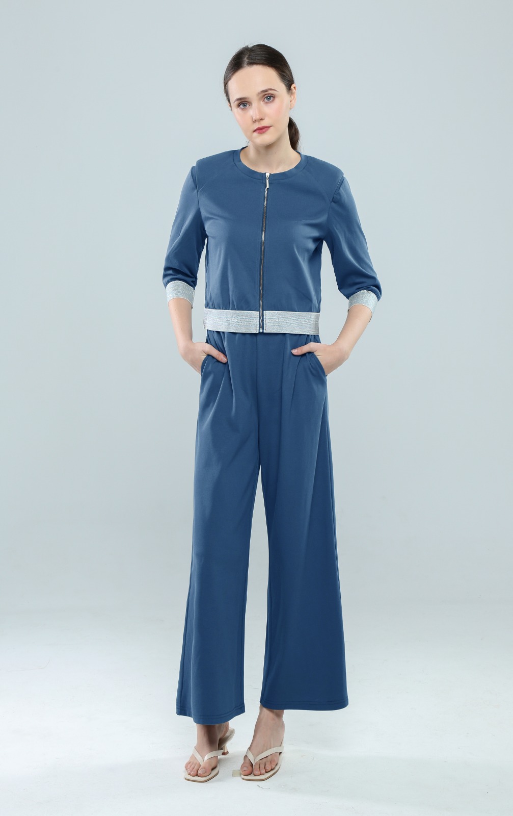 E8084BB Aurora Zip Front Cropped Jacket