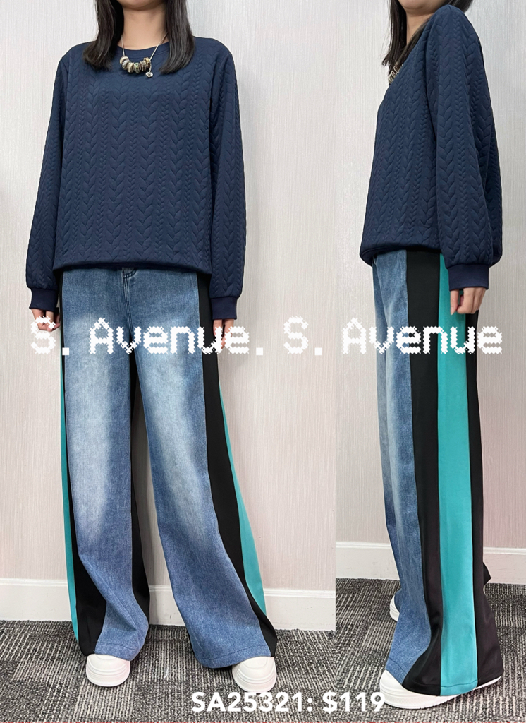 SA25321: 長袖暗突紋淨色tee