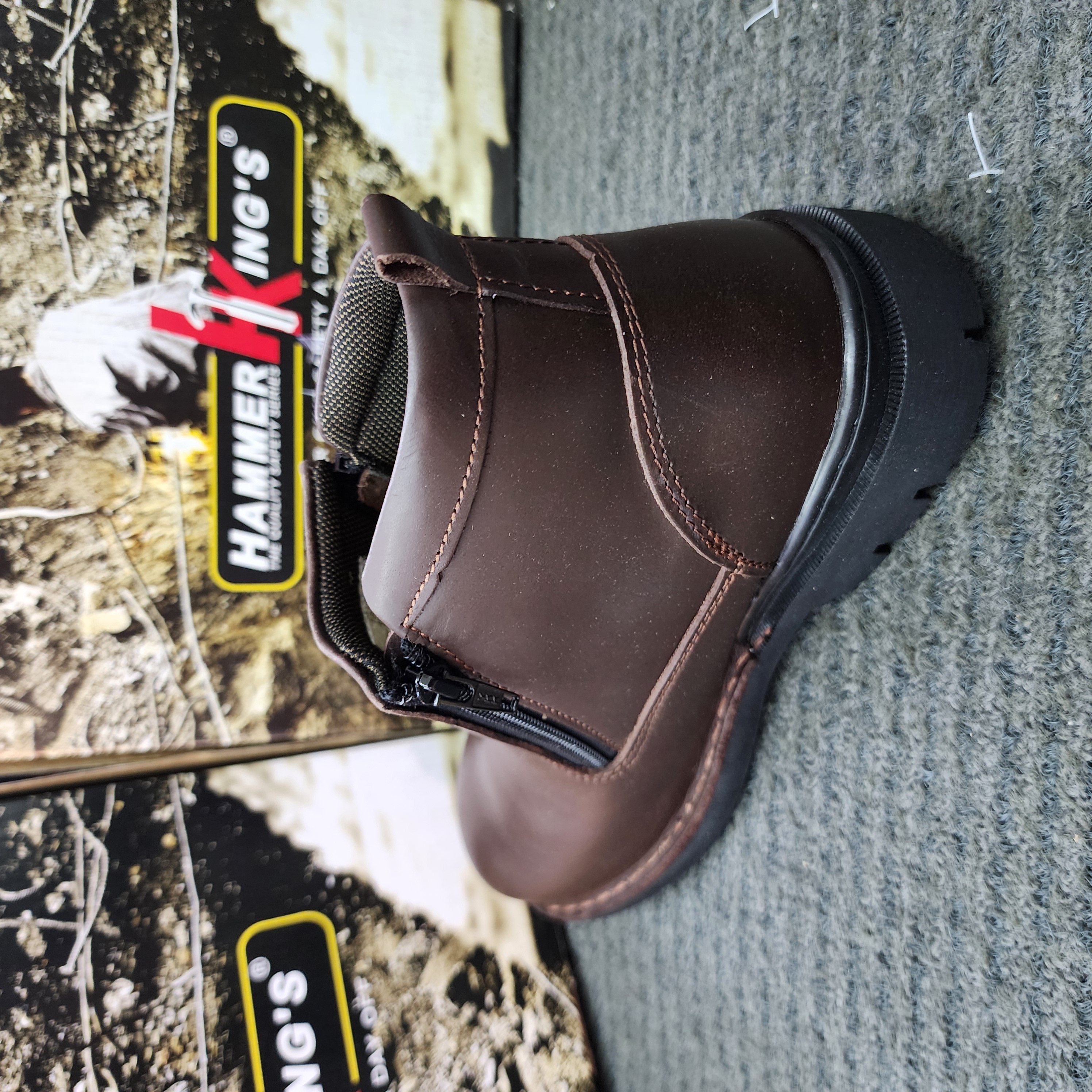 HAMMER KING HK13003 Safety Steel Toe Steel Plate Anti Slip Genuine Leather Boots Brown SIRIM and DOSH Approved Shoes Kasut Keselamatan