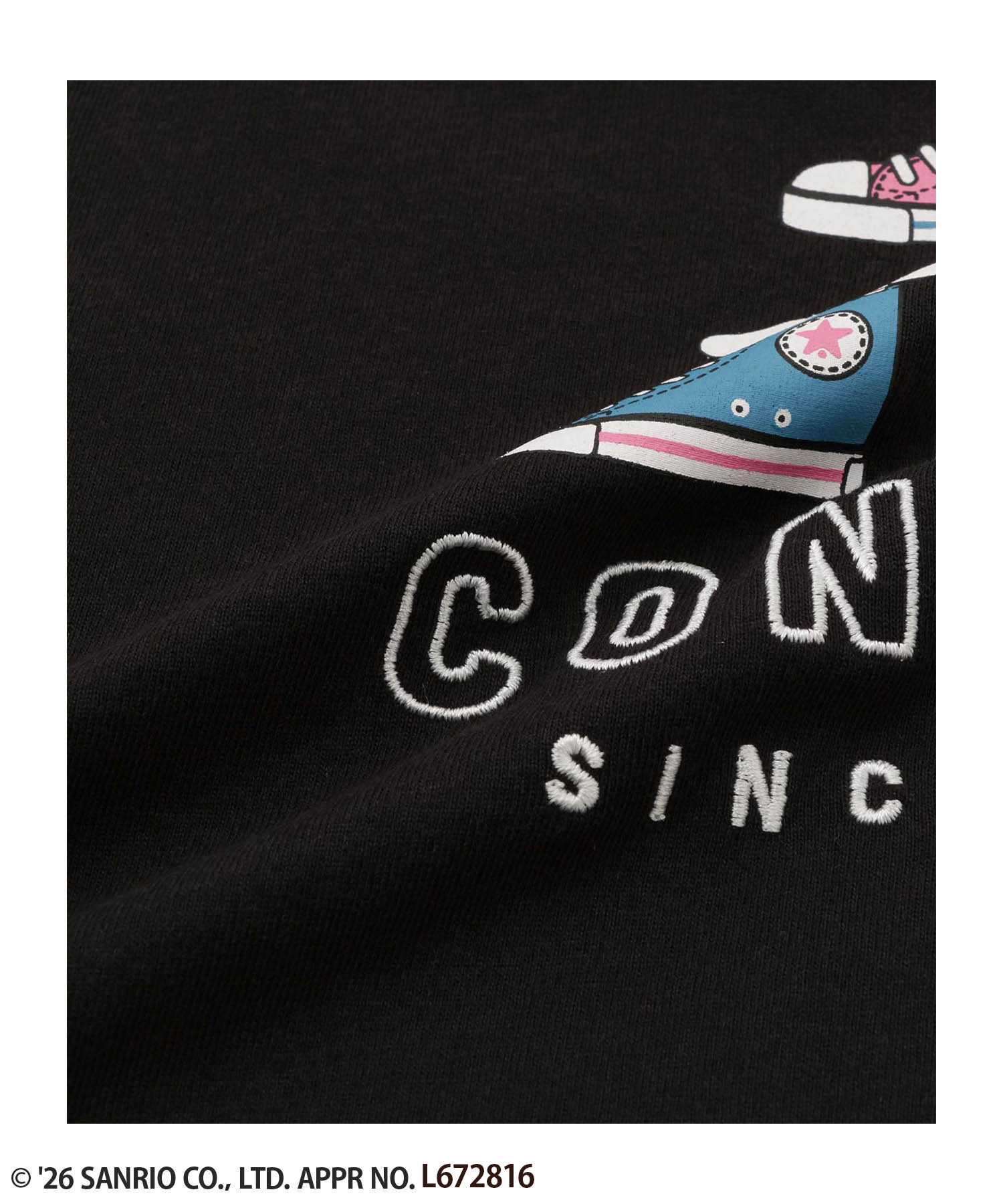 🆕【⭐訂購⭐】  🇯🇵日本直送 🌀#Converse x #Sanrio 刺繡 印花七分袖tee(大人) [2款選] 🌀 [ELJA-0180][261102]