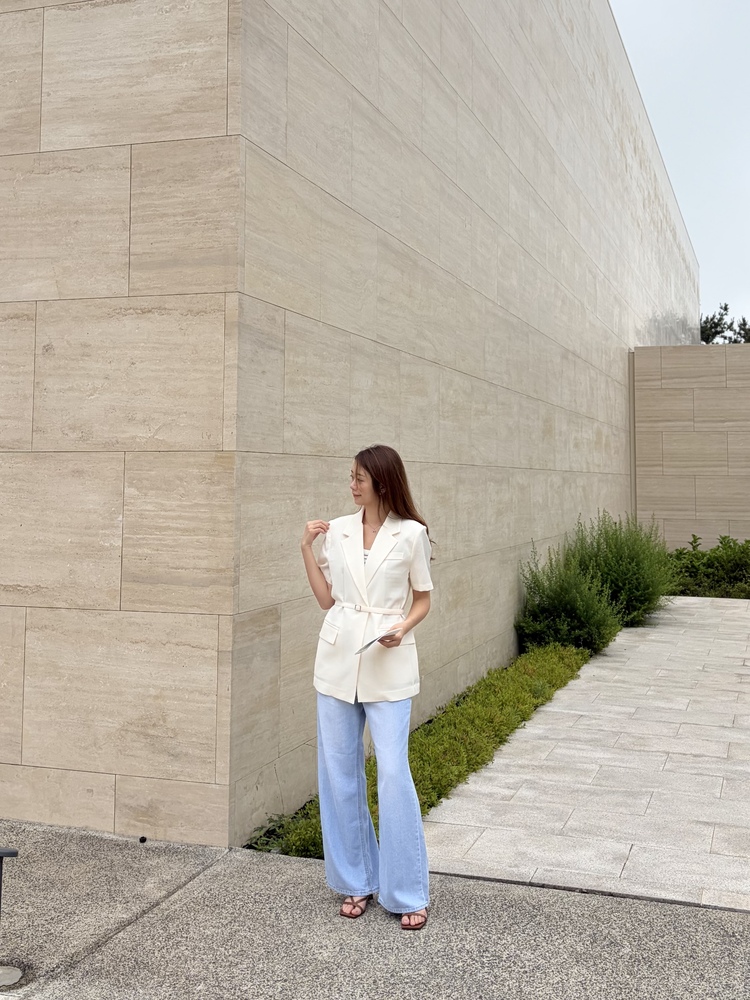 Claire Belted Blazer (Ivory)