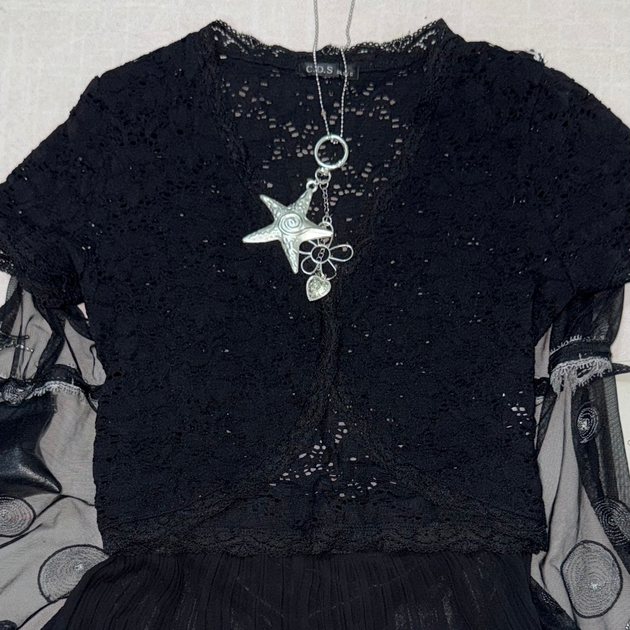 Black Lace Crochet Bolero