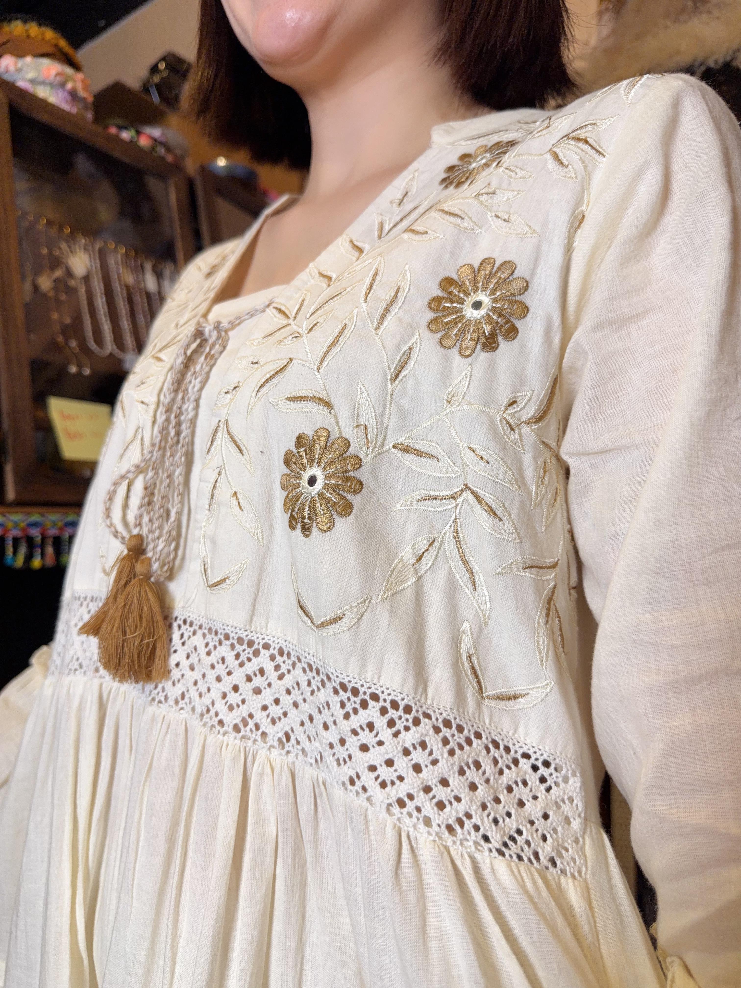 Beige Floral 3-Layer Short Version OP 35" #1088