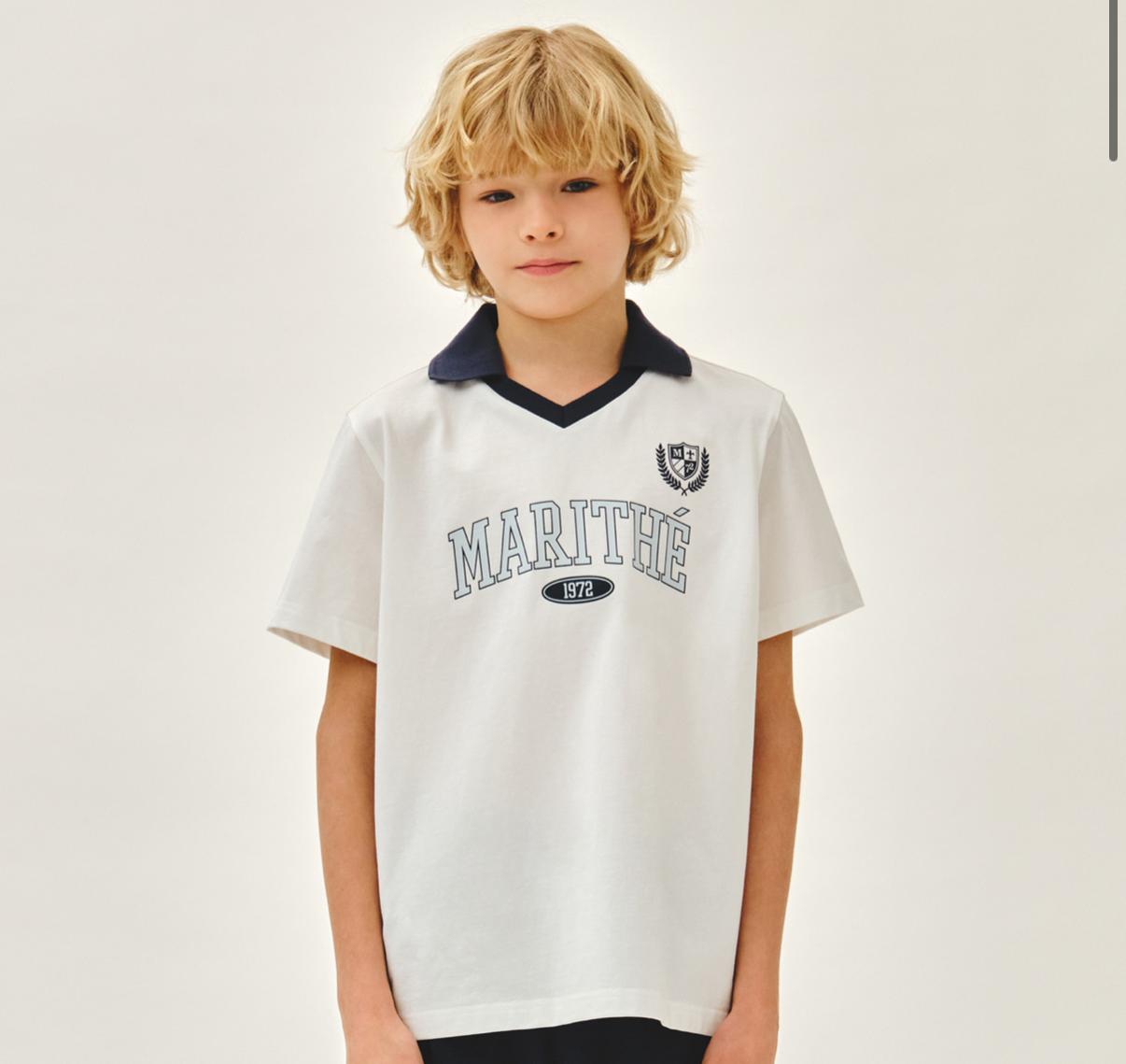 Ⓜ️ fg kids款 open collar TEE 折扣優惠 白/blue Size 110-150