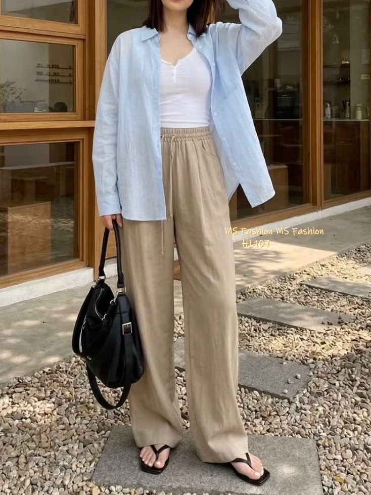 HL107 韓國🌼Howluk棉麻闊筒褲
