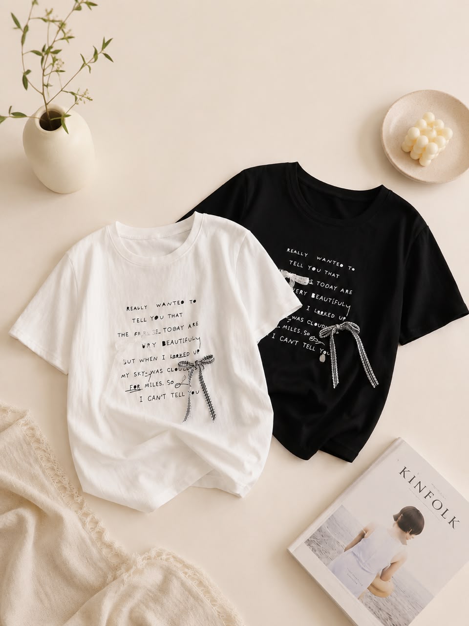 A012281 Bow Print Short Sleeve T-Shirt