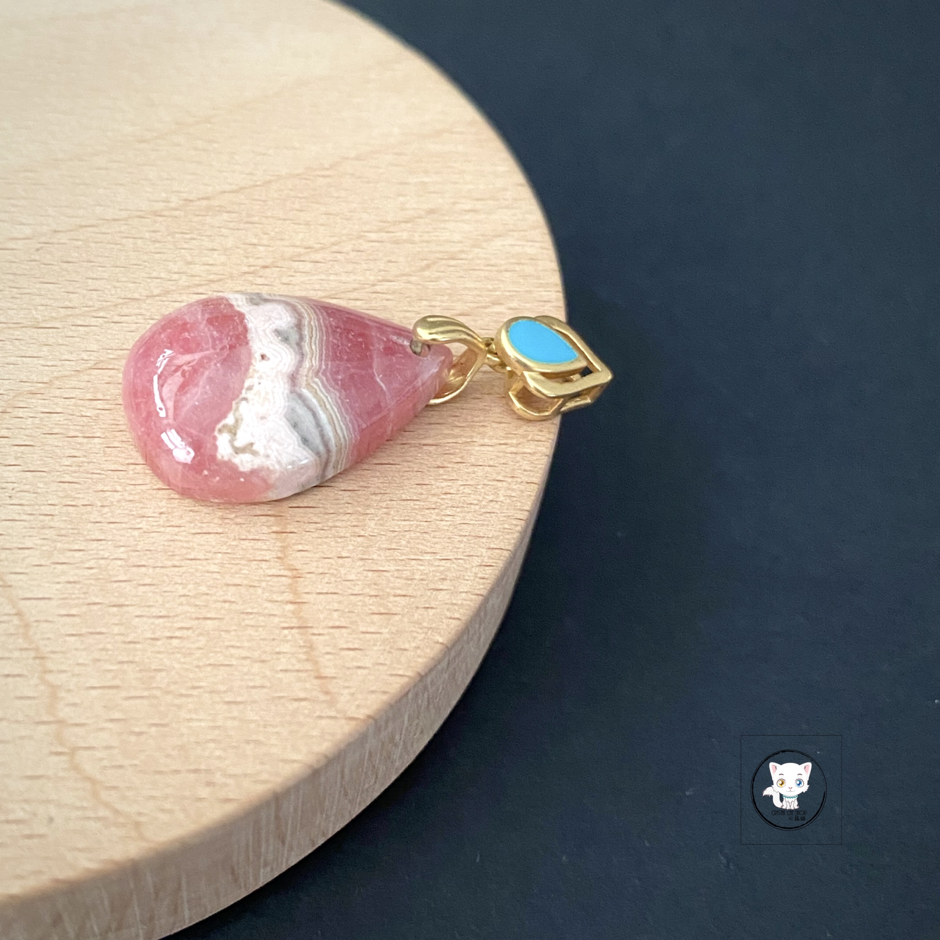 天然紅紋石愛心吊墜 24mm