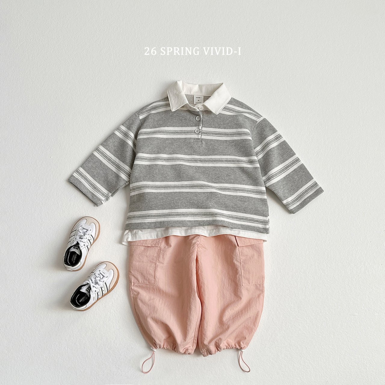 🌸預訂 韓國直送🌸🇰🇷VIVIDI三色條紋企領毛圈長袖上衣