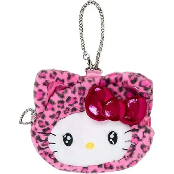Sanrio Hello Kitty 豹紋貓咪系列 Die-Cut 拉鍊化妝小物袋 粉紅色