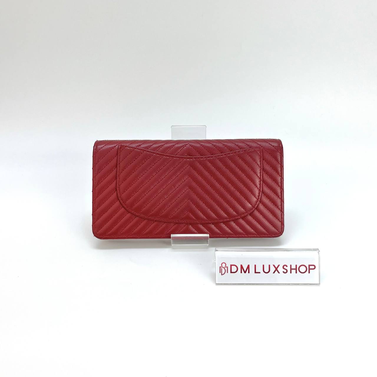 Chanel Red Chervon Wallet (Serial 22, Y: 2016)