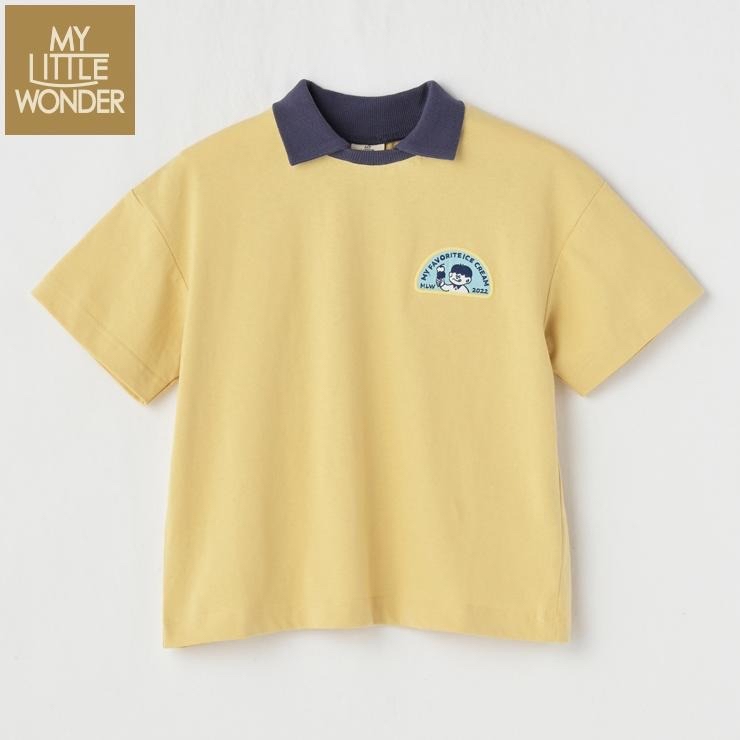 🇯🇵限量預訂 日本直送🇯🇵MY LITTLE WONDER 兩色刺繡貼章撞色企領短袖上衣