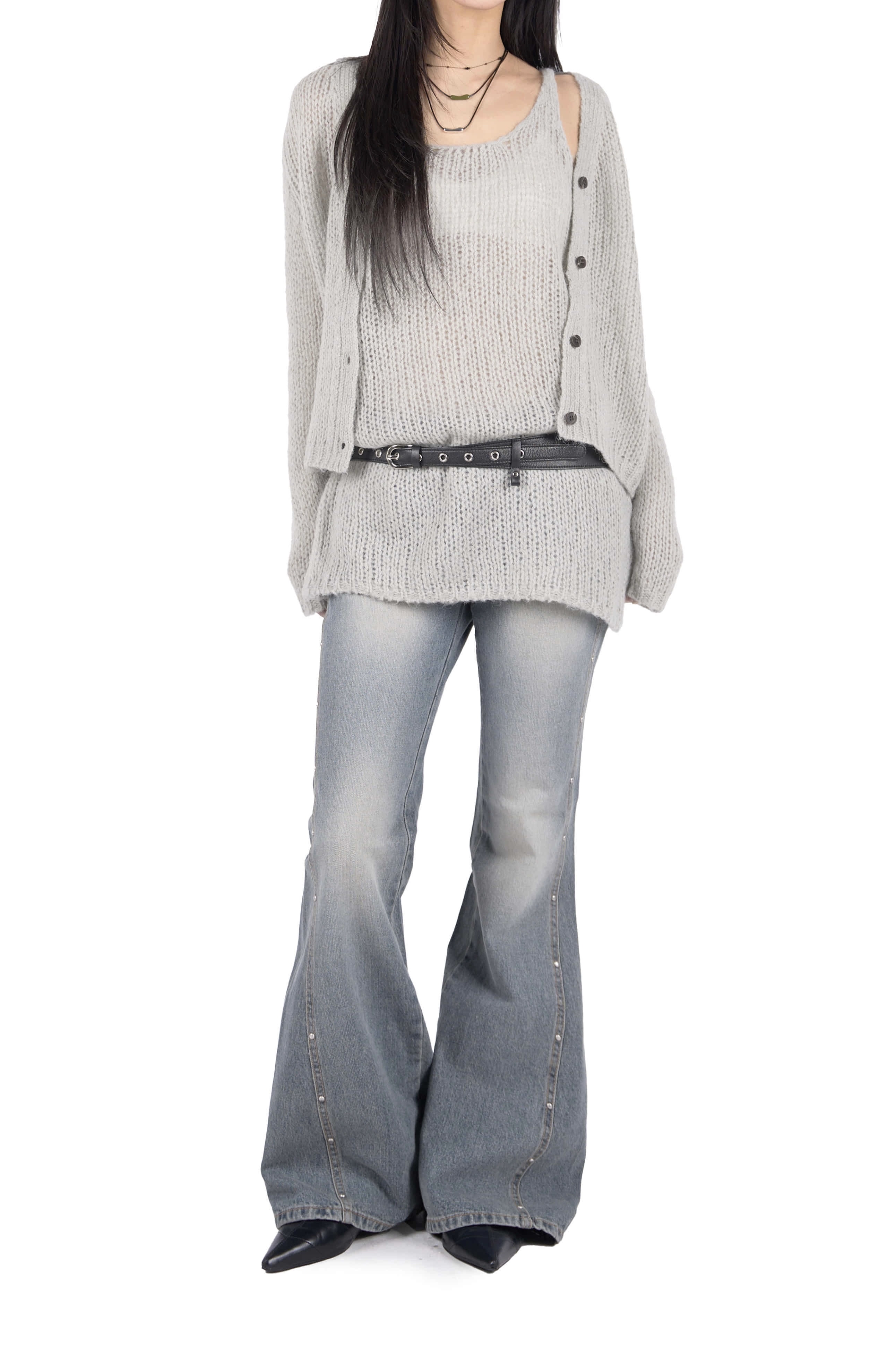 Studded Flare Denim Jeans