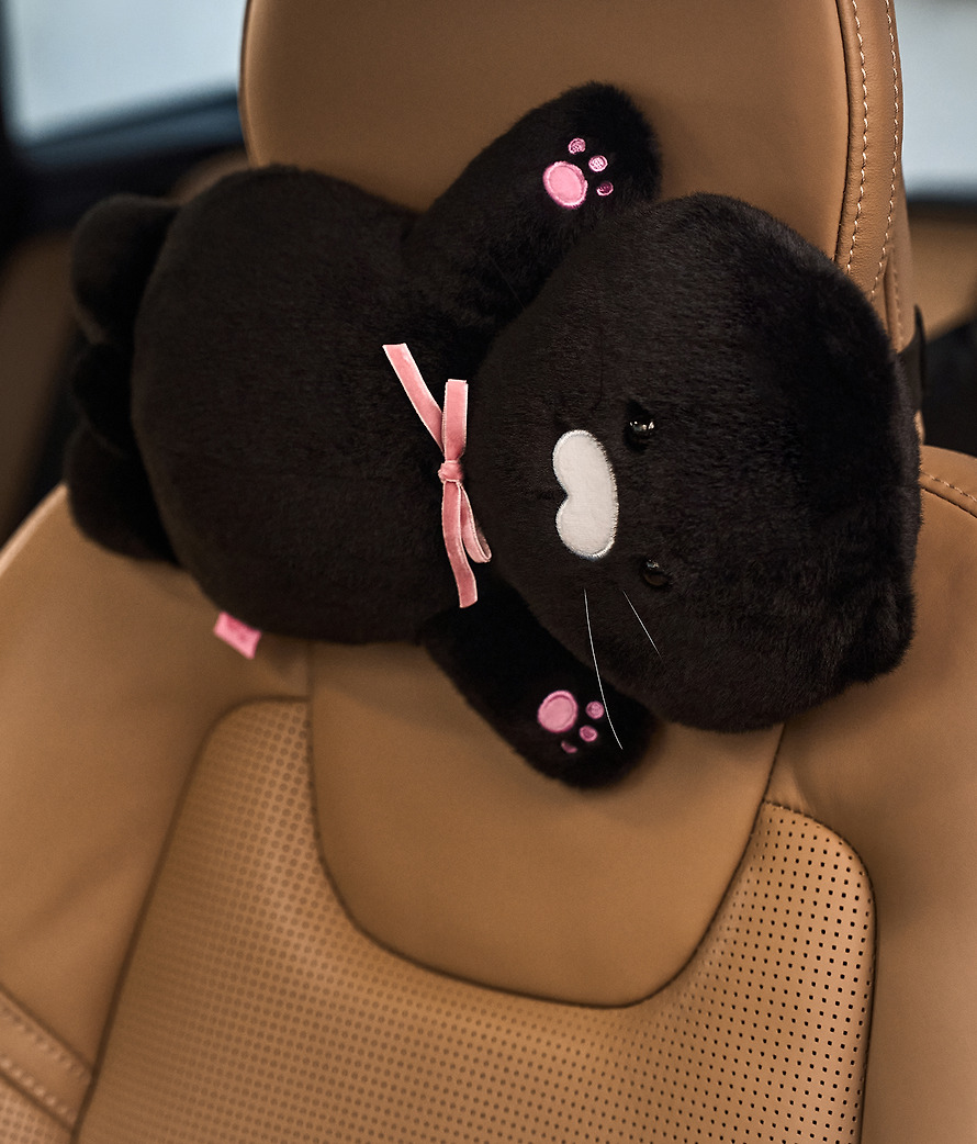 黑色 春植 車用 頸枕