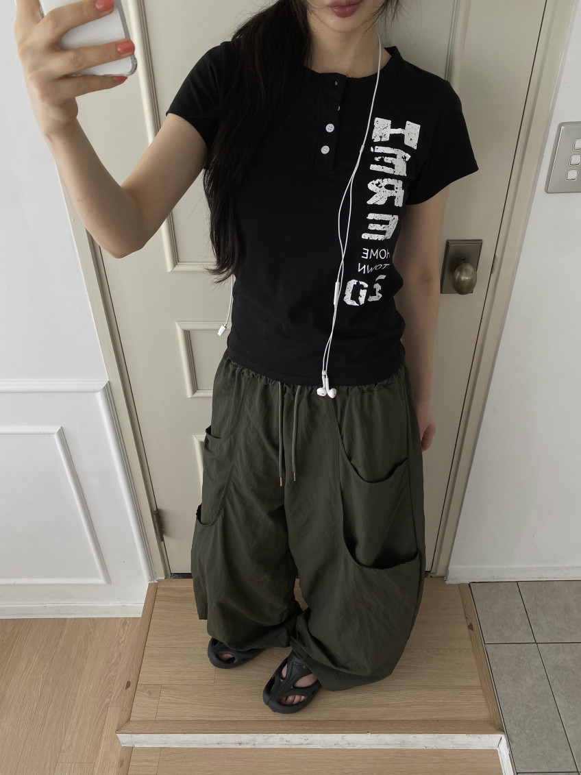 Distressed Graphic Button Top