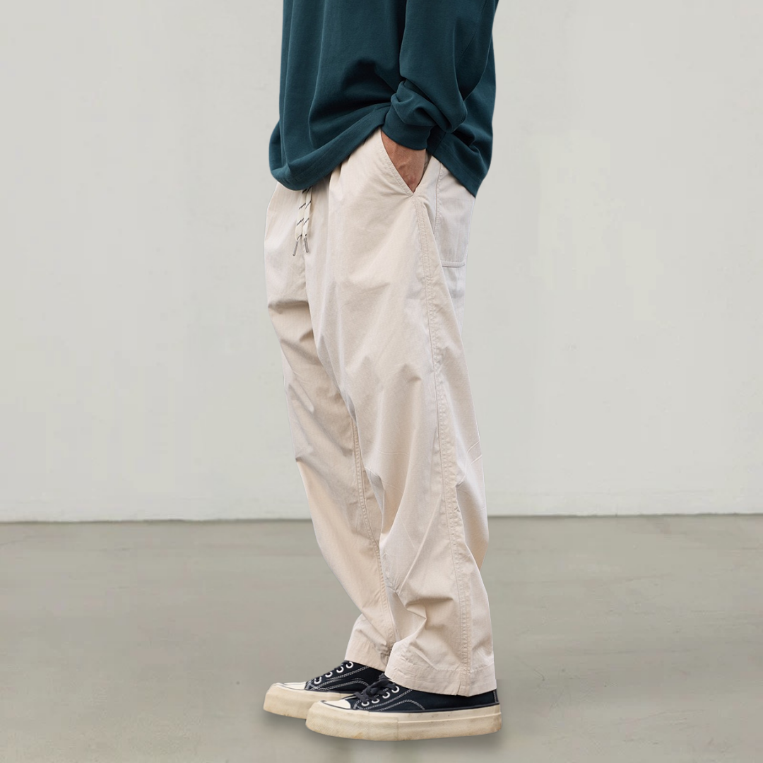 寬版格紋九分褲