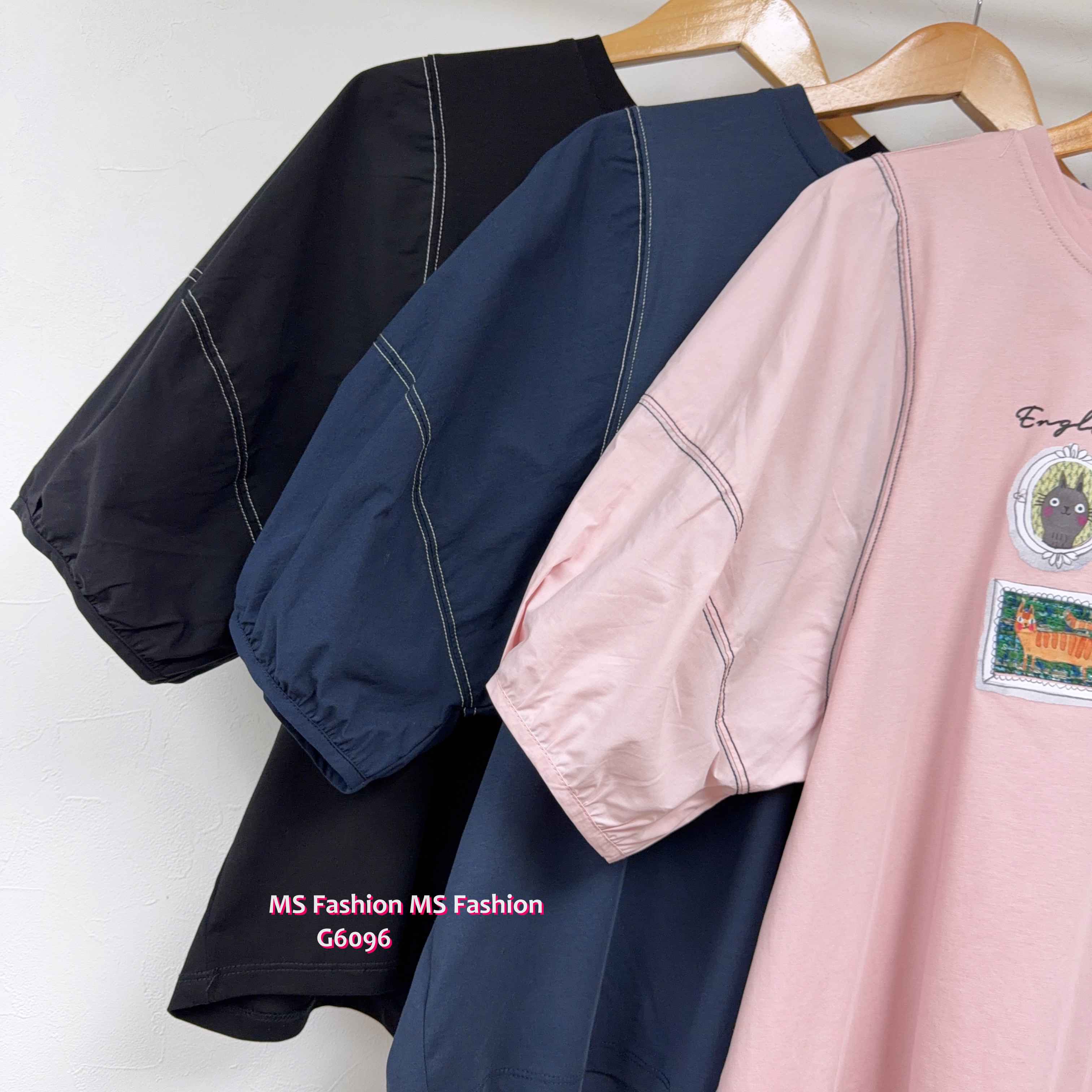 G6096 韓國🇰🇷靚print明線中袖top