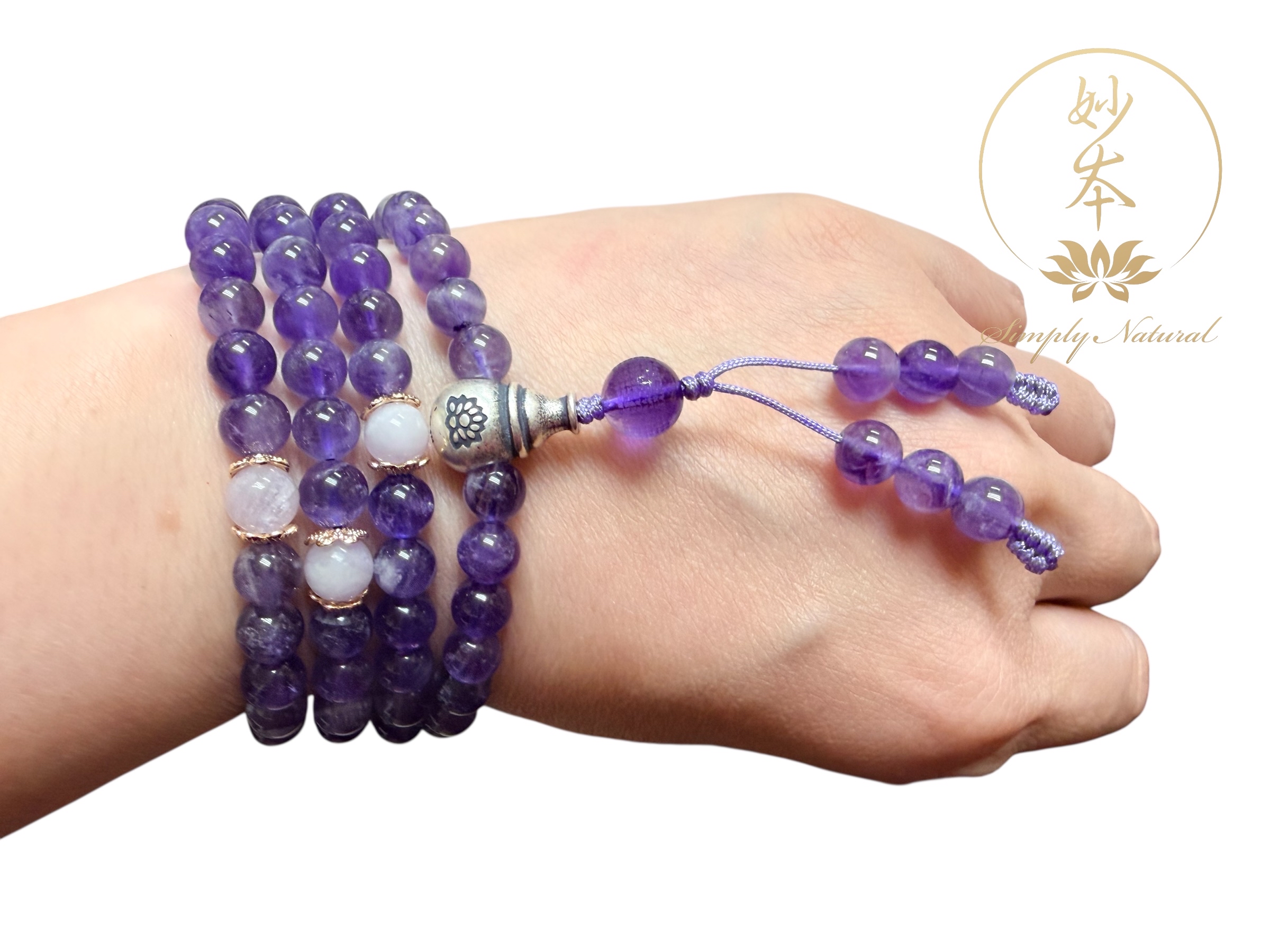 6mm 108粒紫水晶念珠 配：紫水晶心經、紫鋰輝