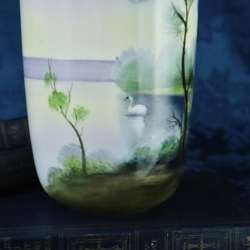 Pre-1950s Noritake Hand Painted Made in Japan Landscape Scenery and Swan Vase  (MT1683) 