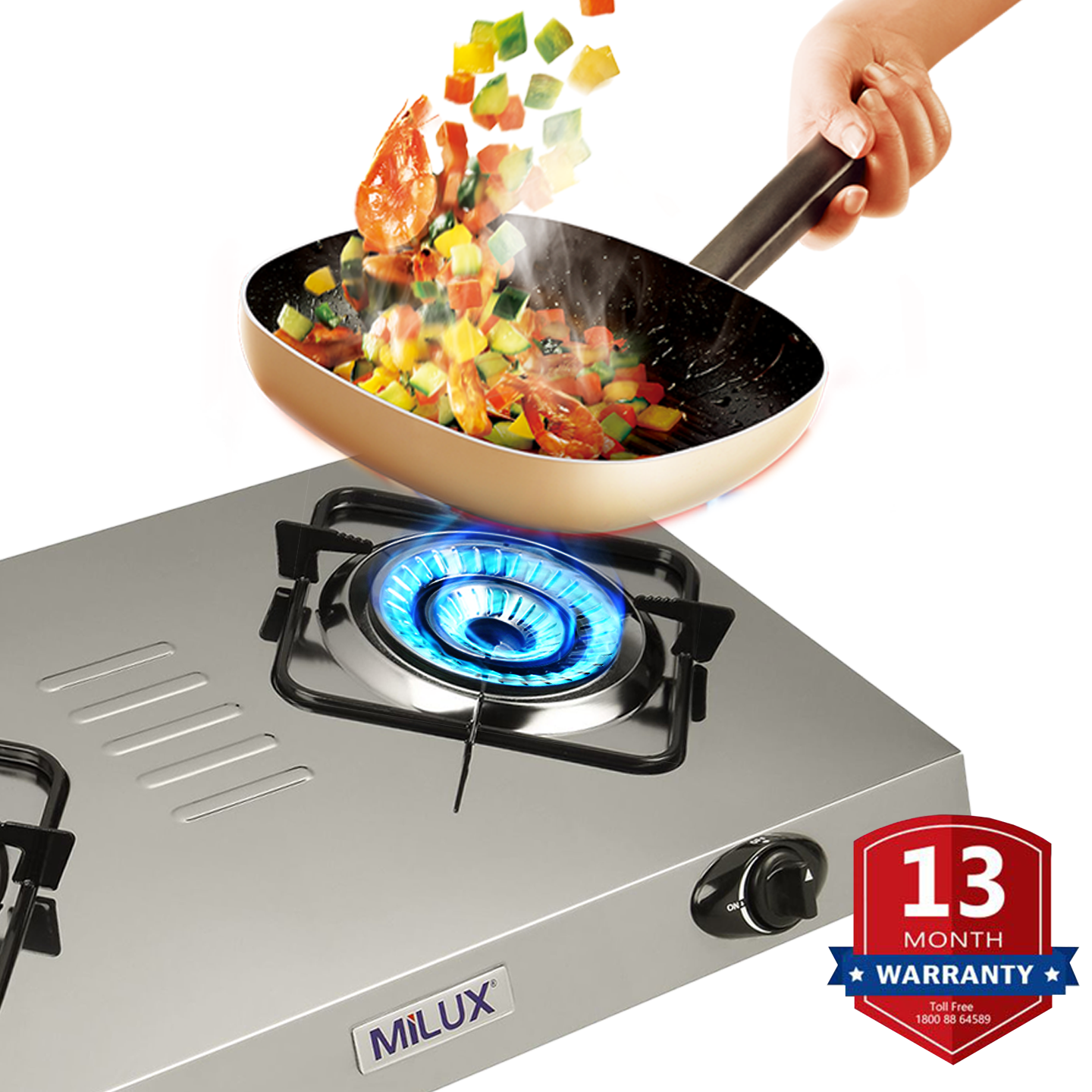 Milux Stainless Steel Double Burner Gas Cooker (MSS-2800)
