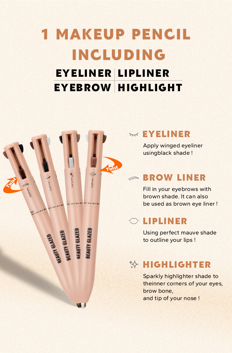 BEAUTY GLAZED 化妝神器 4 in 1 makeup pen - 1件 現貨