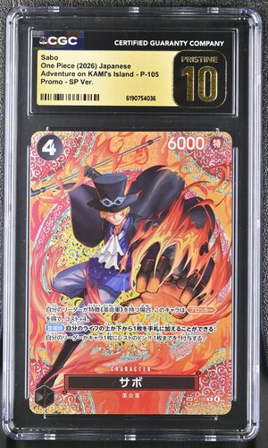 CGC PRISTINE 10 SaboOne Piece (2026) Japanese Adventure on KAMI's Island - P-105Promo - SP Ver.