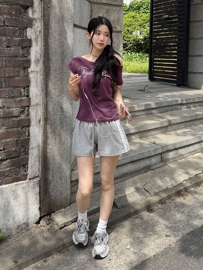 Script Wide Neck Graphic Tee