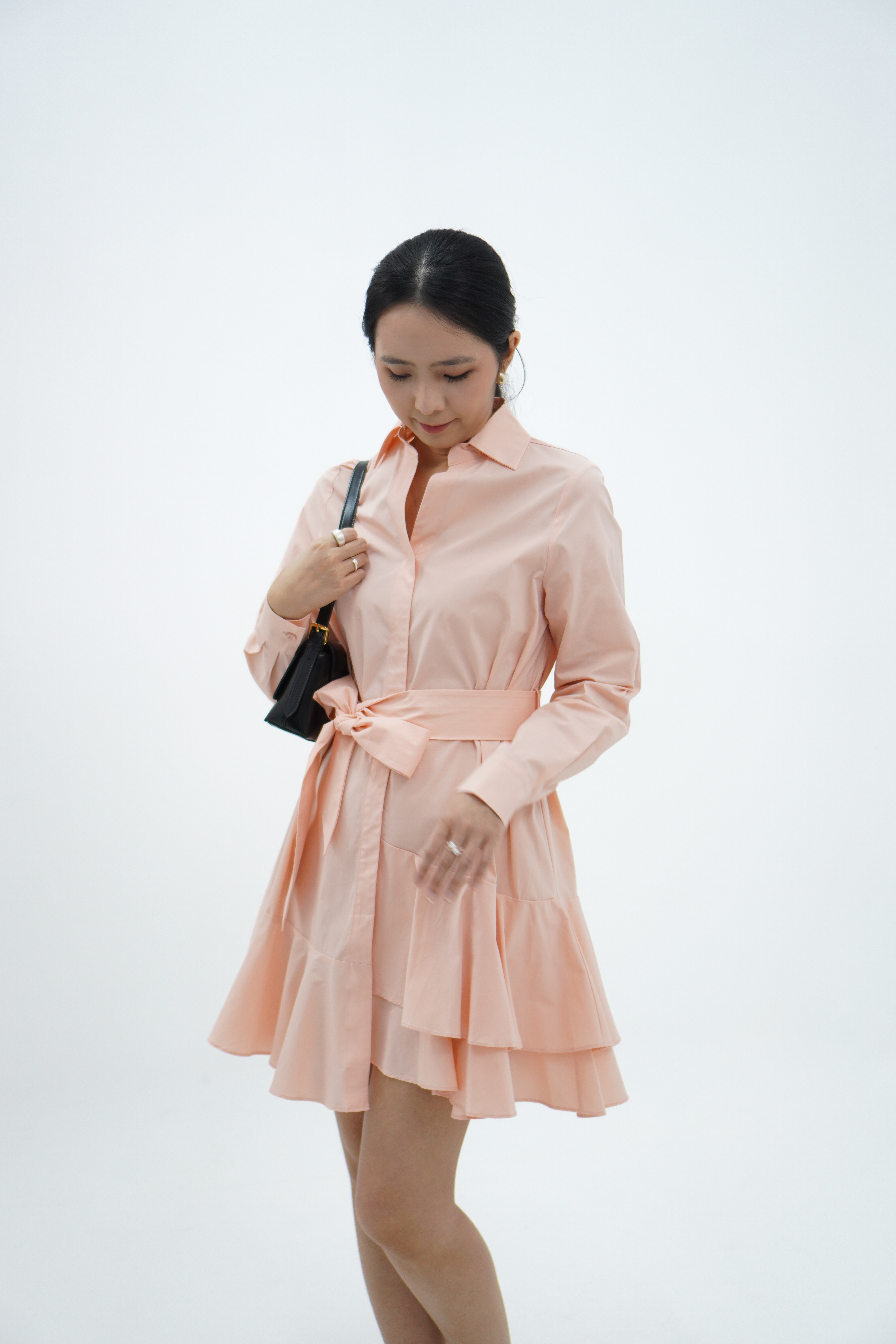 【设计师款】长袖层叠下摆连衣裙 Long Sleeve Dress with Ruffle Hem