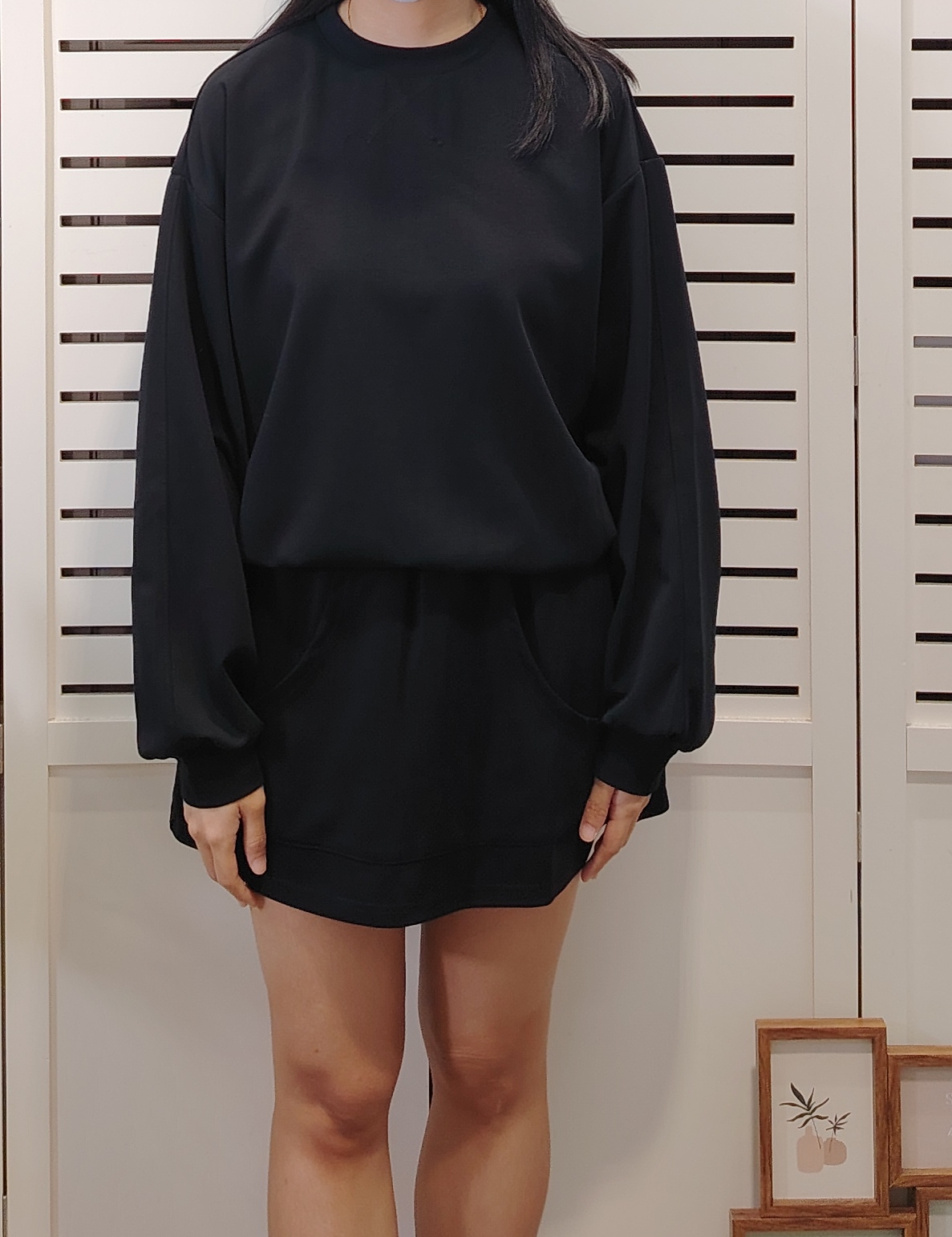 8579 Set Cotton Sporty Shirt With Mid Skirt