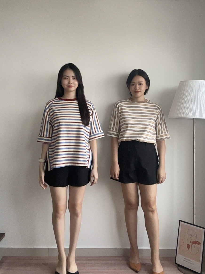 T4418 Contrast Stripe Oversized Tee - 3 Colors 