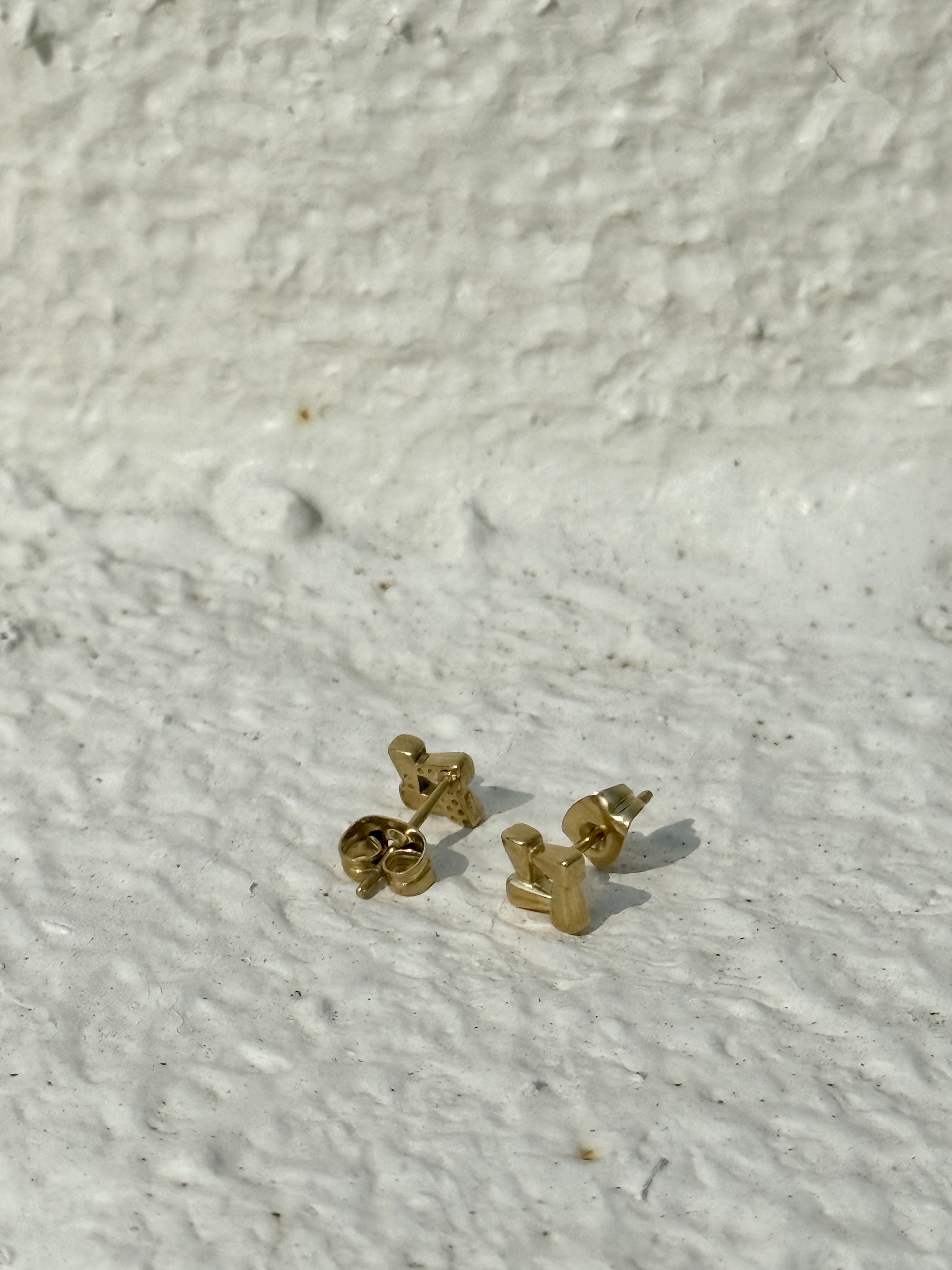 Gold puzzle stainless earring