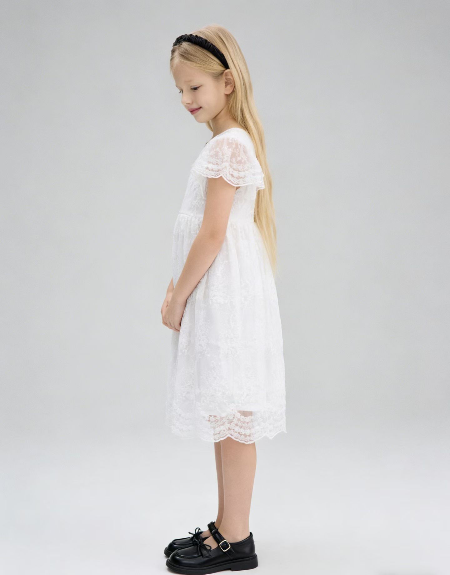 出口美國單女童 白色White Lace Party Dress (現貨品)
