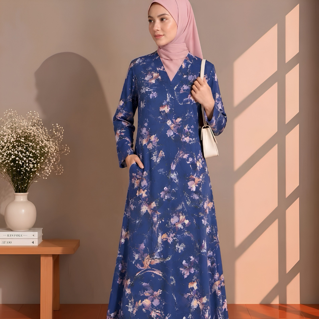 Linen Dress - Amber Blue