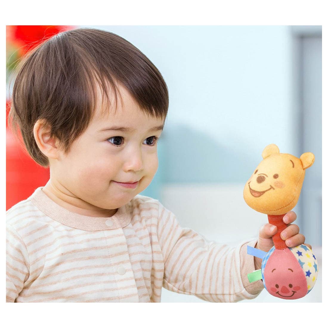 現貨🌸日本直送 |TAKARA TOMA迪士尼小熊維尼布藝軟擠壓搖鈴安撫玩具