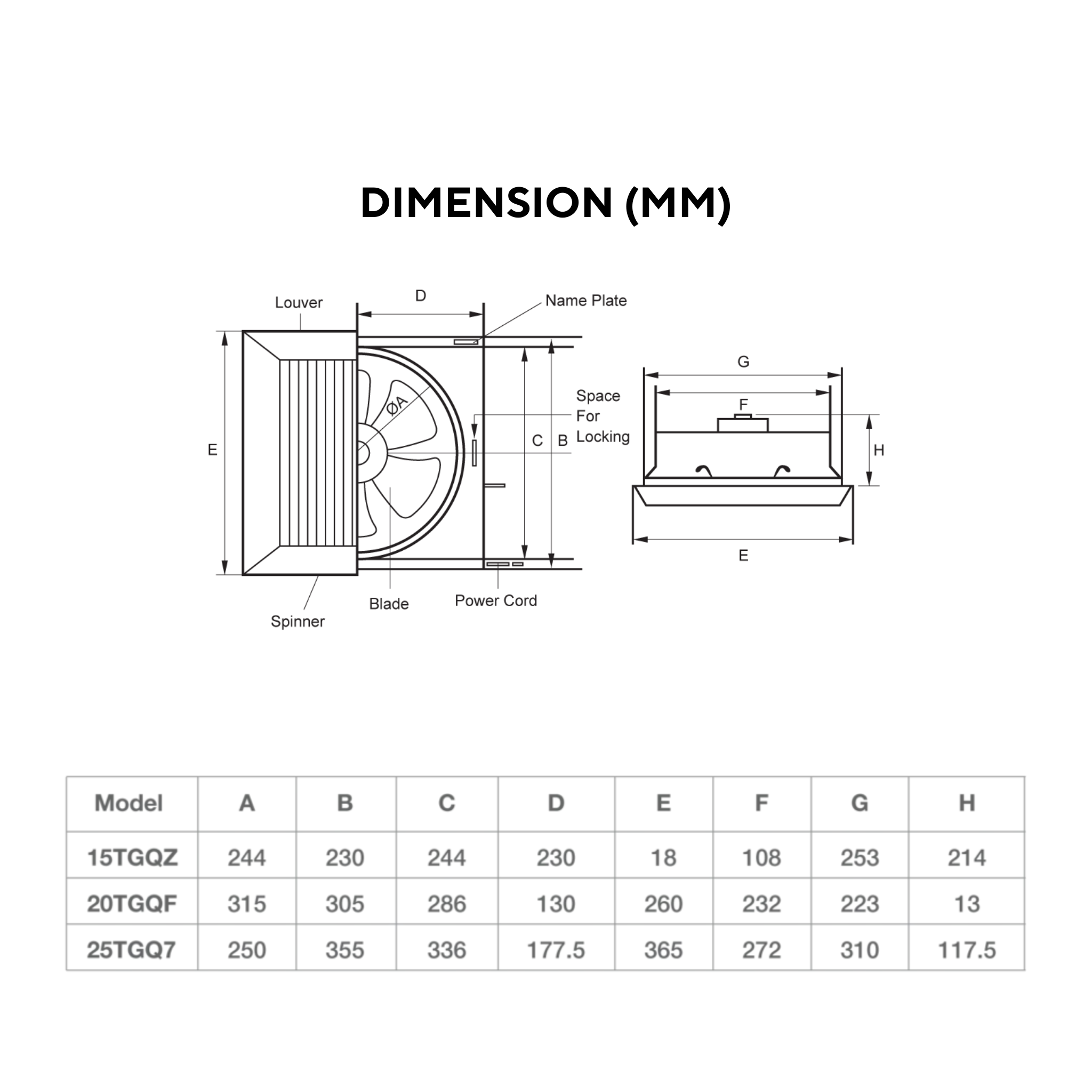 KDK 10" Ceiling Mount Ventilating Fan 25TGQ7