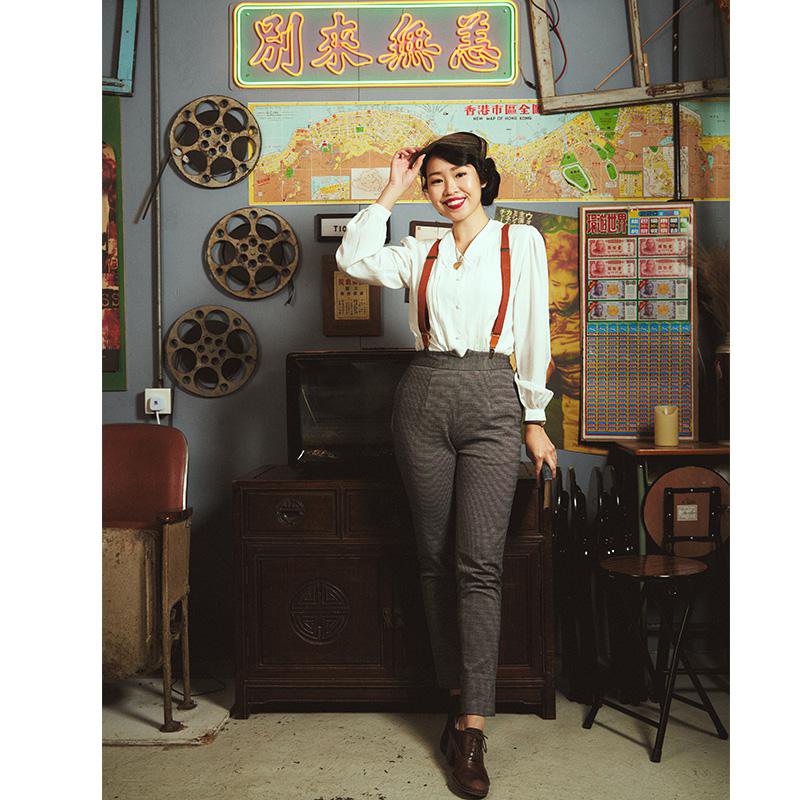 (SOLD OUT)High Waist Detective Cigarette Pants (FM126)