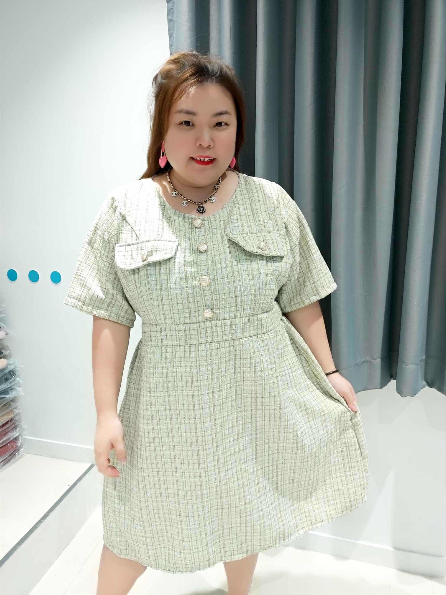 DOD01 假口袋小香风连衣裙