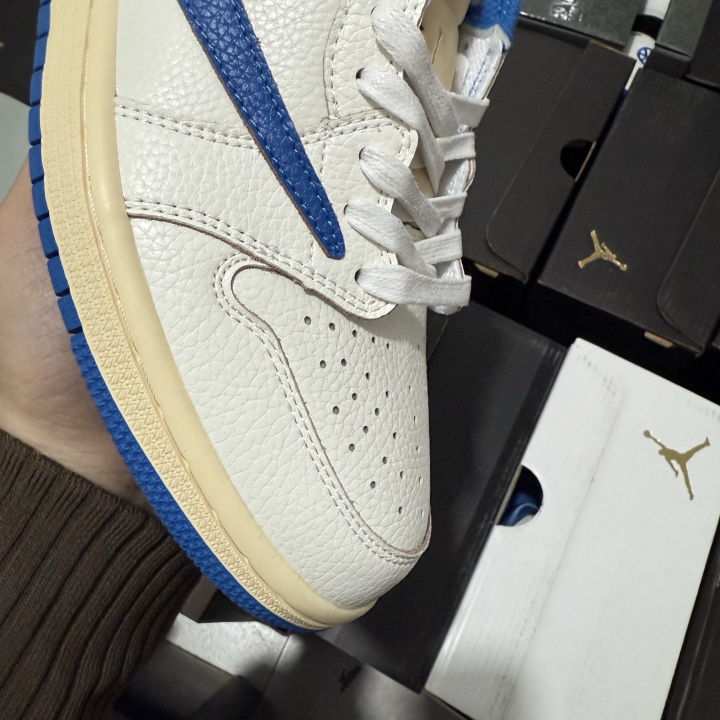  Travis Scott x Fragment Design x Air Jordan 1 Retro Low OG SP "Sail Military Blue" DM7866-104
