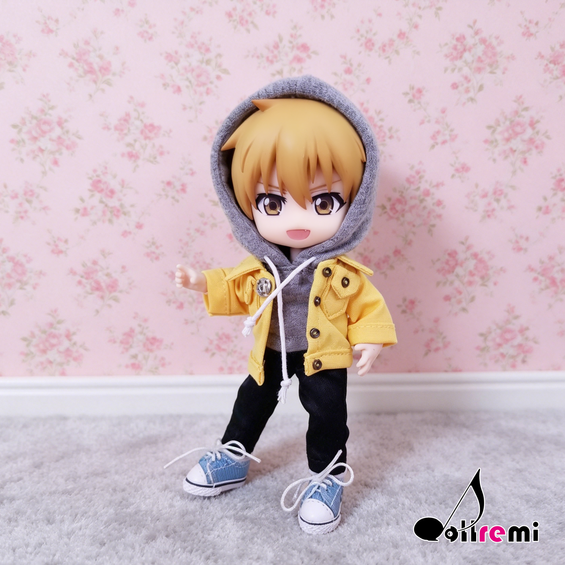 【dollremi】(OB0527) OB11套裝:灰背心+黃外套+長褲 OB11 set: gray vest + yellow jacket + pants