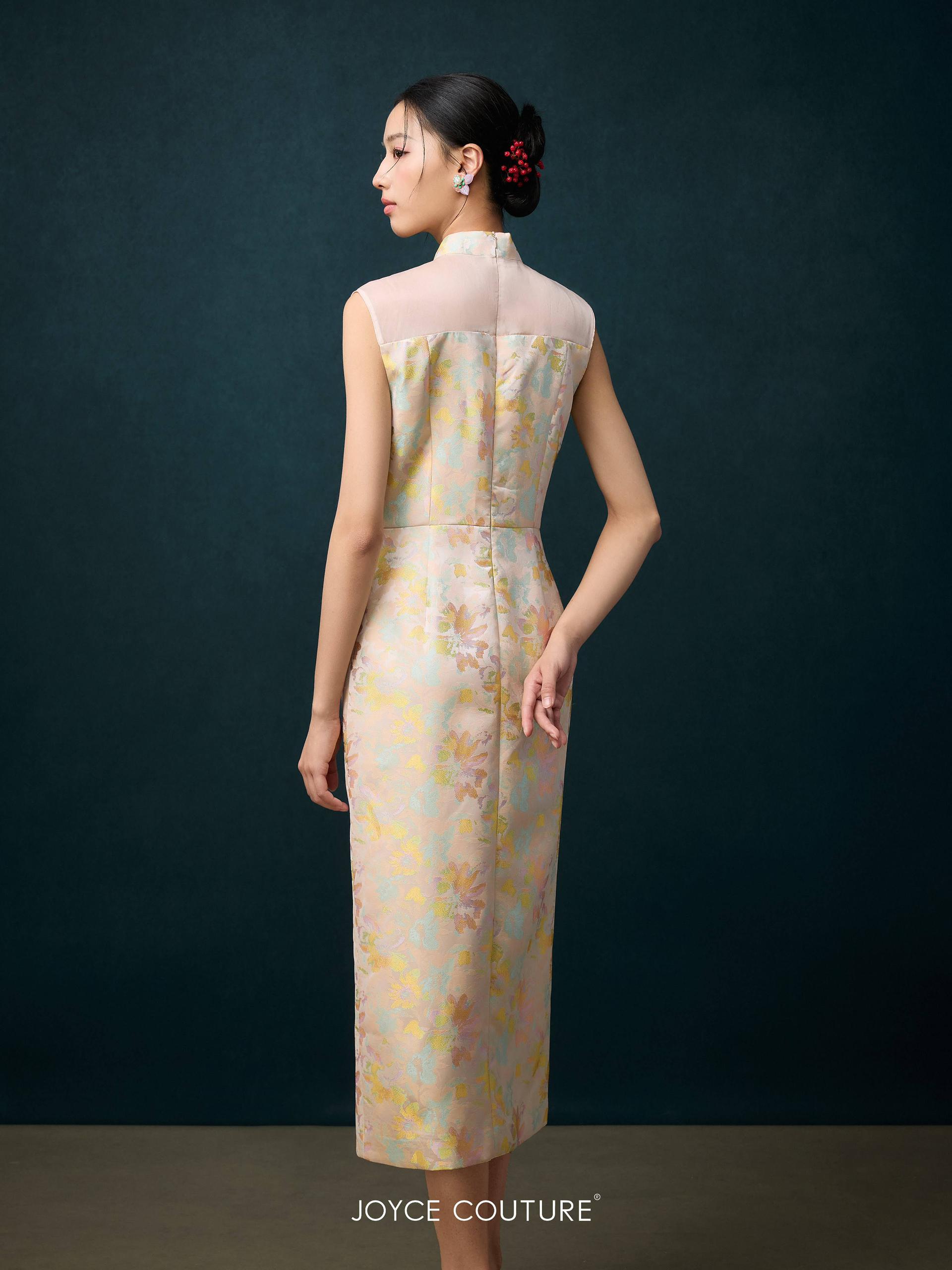 绿色玻璃钮扣旗袍 D0360