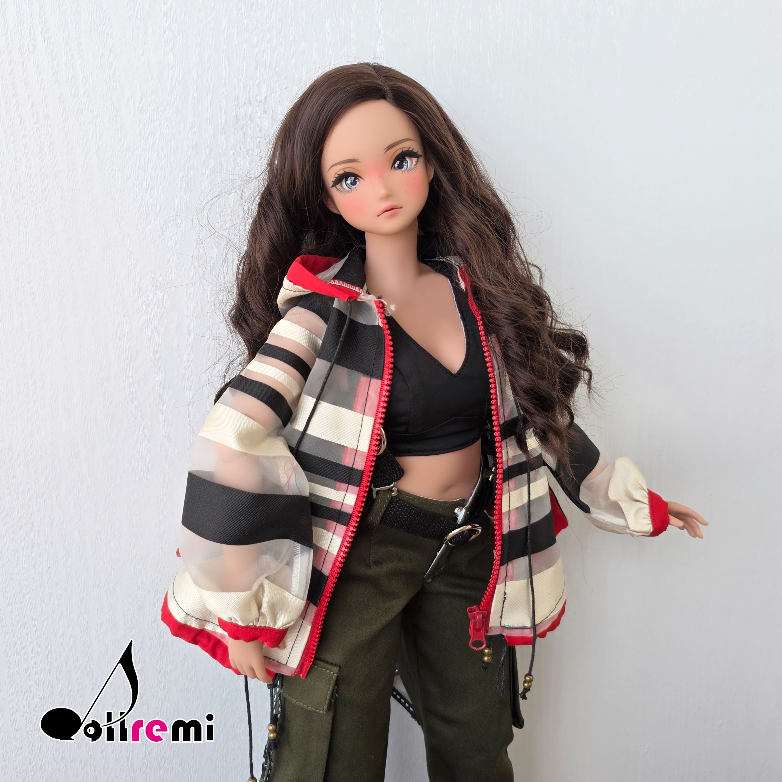 【dollremi】(DD0640)透明黑白間條外套 Sheer black and white striped jacket