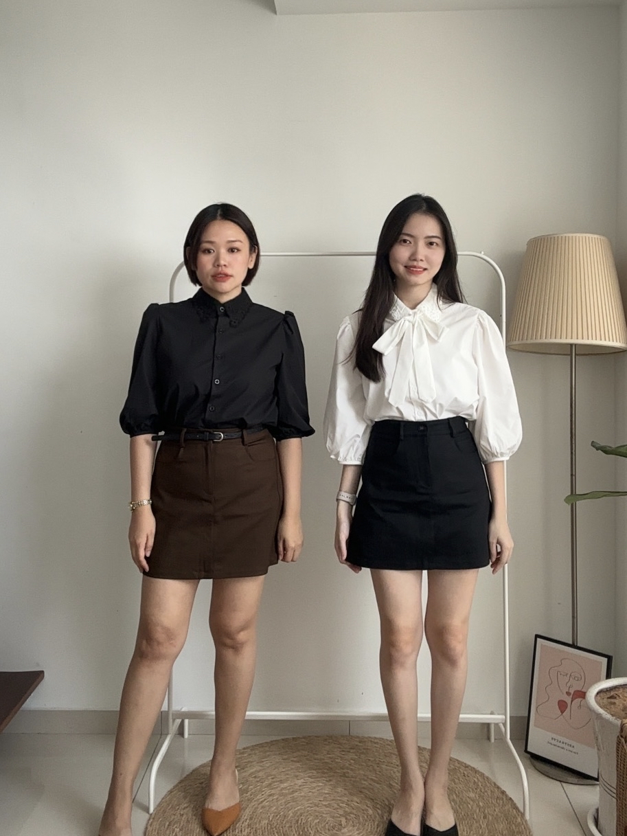 T4090 Puff Sleeve Lace Collar Shirt - 4 Colors 