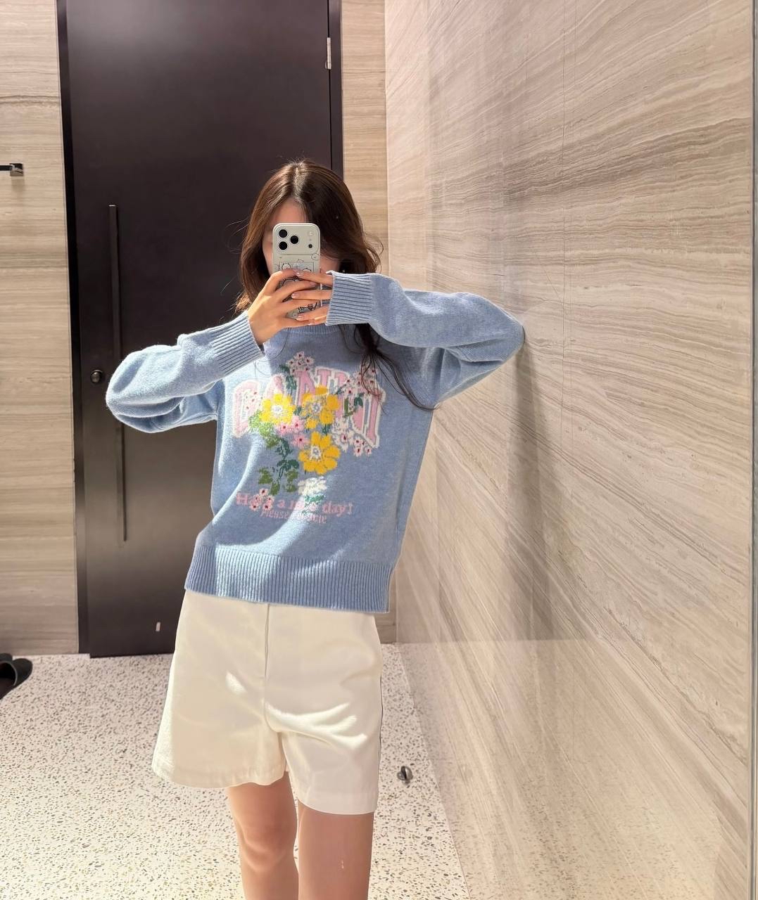 限時優惠 ❤️新款🆕訂貨🍒GANNI 長袖冷衫  清新可愛藍色花花~ Size XS S M L 