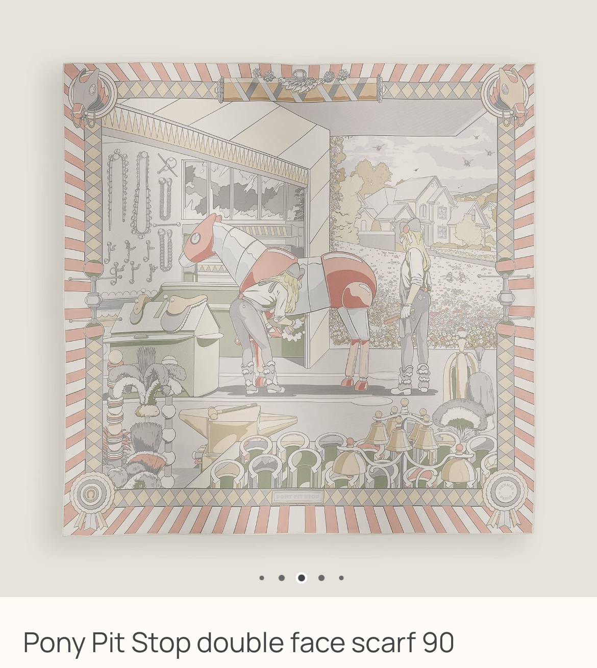 🧧👁️‍🗨️ Hermès 全新🆕 90cm 100%絲 Pony Pit Stop 雙面絲巾